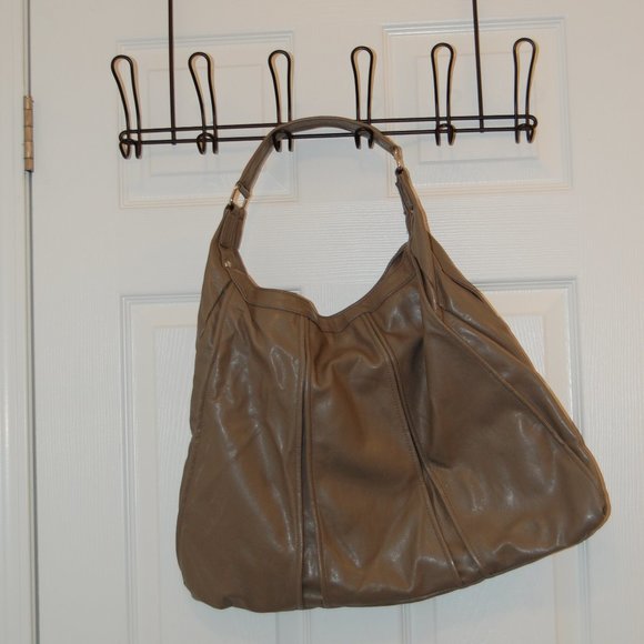 Taupe Faux Leather Shoulder Bag  W/ Magnetic Closure - No Tags/Markings - Picture 1 of 10